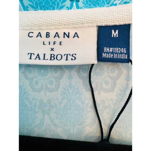 Cabana Life Talbots M Aqua & Blue Patterned Hooded Long-Sleeve Vacation Dress - Picture 2 of 16